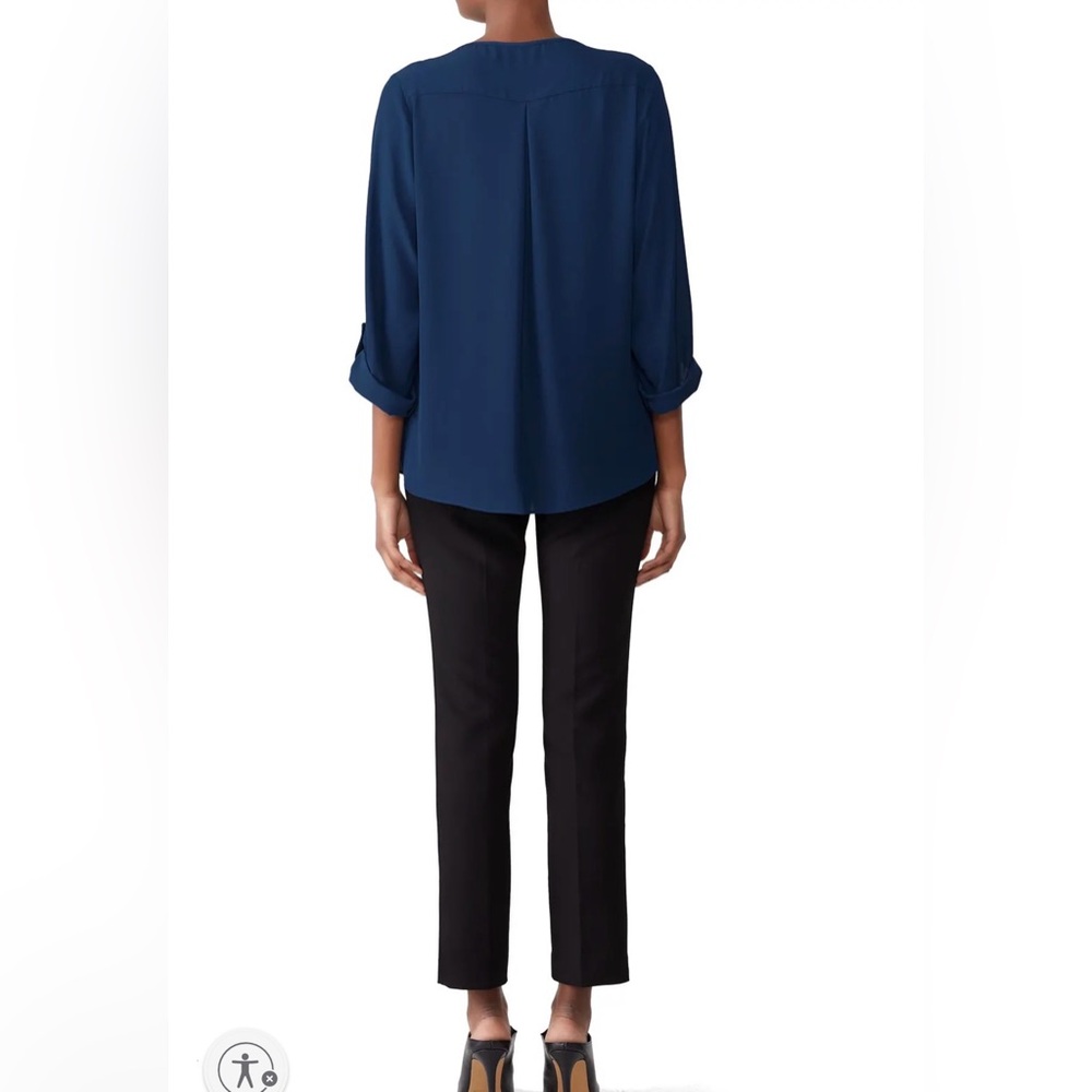 Amanda Uprichard Maternity Henley Scoop Neck Top Medium Navy Blue - Picture 2 of 8